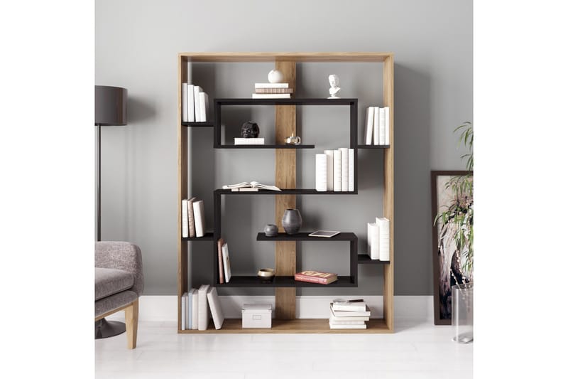 Schmand Bokhylle 120 cm - Svart|Eik - Oppbevaring - Hylle - Bokhylle