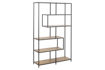 Seaford Bokhylle 114 cm i Metall med Trehylle - Svart|Brun - Oppbevaring - Hylle - Bokhylle