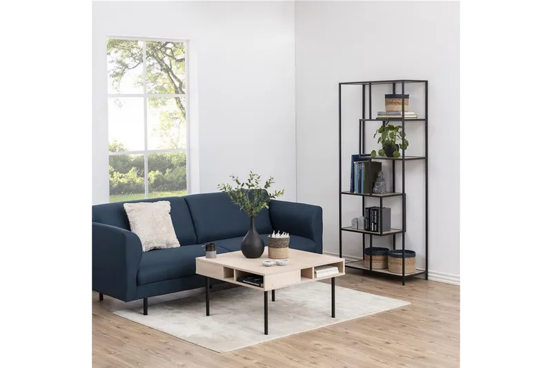 Seaford Hylle 77x35x185 cm Eik/Svart - Oppbevaring - Hylle - Bokhylle