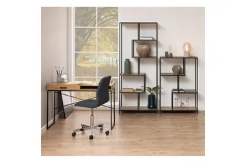 Seaford Hylle 77x35x185 cm Eik/Svart - Oppbevaring - Hylle - Bokhylle