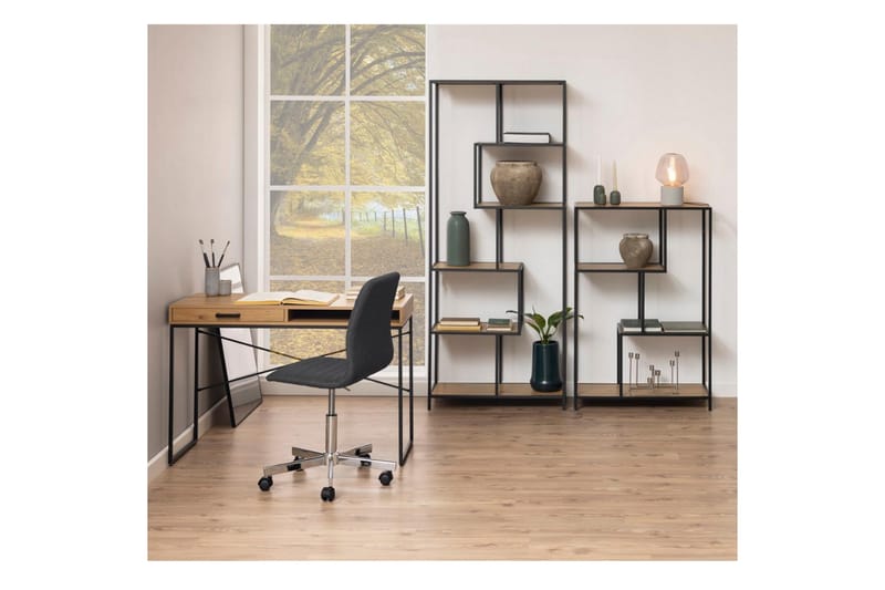 Seaford Hylle 77x35x185 cm Eik/Svart - Oppbevaring - Hylle - Bokhylle