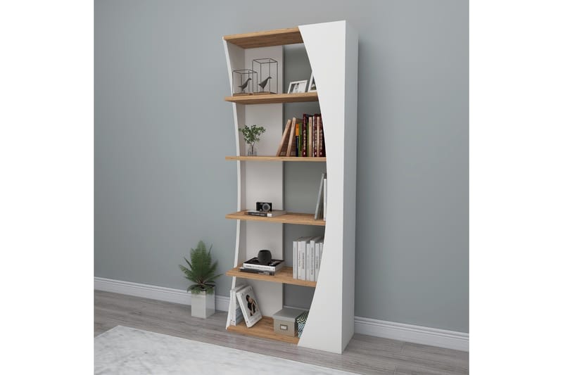 Selge Bokhylle 63,6 cm i Eik - Hvit - Oppbevaring - Hylle - Bokhylle