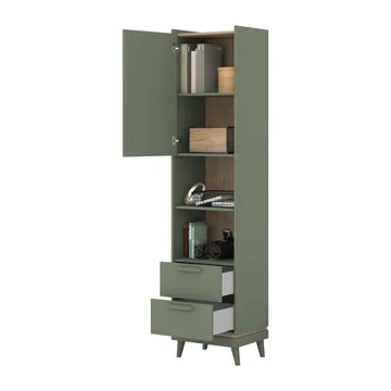 Bokhylle Skandi 1 Dør 2 Skuffer - Oppbevaring - Hylle - Bokhylle