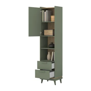 Bokhylle Skandi 1 Dør 2 Skuffer - Oppbevaring - Hylle - Bokhylle