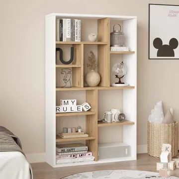 Bokhylle Skye Decor Bren (75 x 123,6 x 22 cm) Natural White - Naturlig og hvit - Oppbevaring - Hylle - Bokhylle