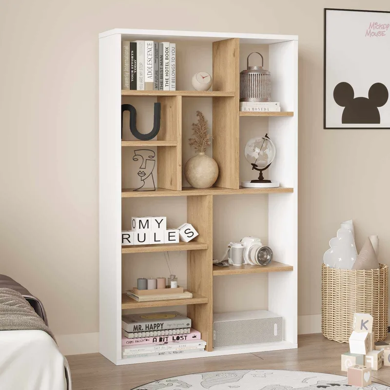 Bokhylle Skye Decor Bren (75 x 123,6 x 22 cm) Natural White - Naturlig og hvit - Oppbevaring - Hylle - Bokhylle