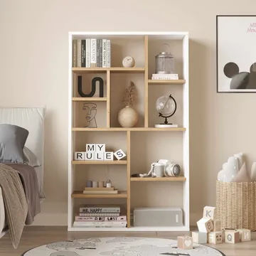 Bokhylle Skye Decor Bren (75 x 123,6 x 22 cm) Natural White - Naturlig og hvit - Oppbevaring - Hylle - Bokhylle