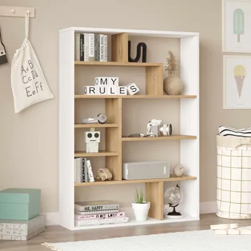 Bokhylle Skye Decor Cleo hylle (90 x 123,6 x 22 cm) Naturhvit - Naturlig og hvit - Oppbevaring - Hylle - Bokhylle