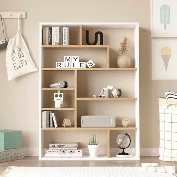 Bokhylle Skye Decor Cleo hylle (90 x 123,6 x 22 cm) Naturhvit - Naturlig og hvit - Oppbevaring - Hylle - Bokhylle