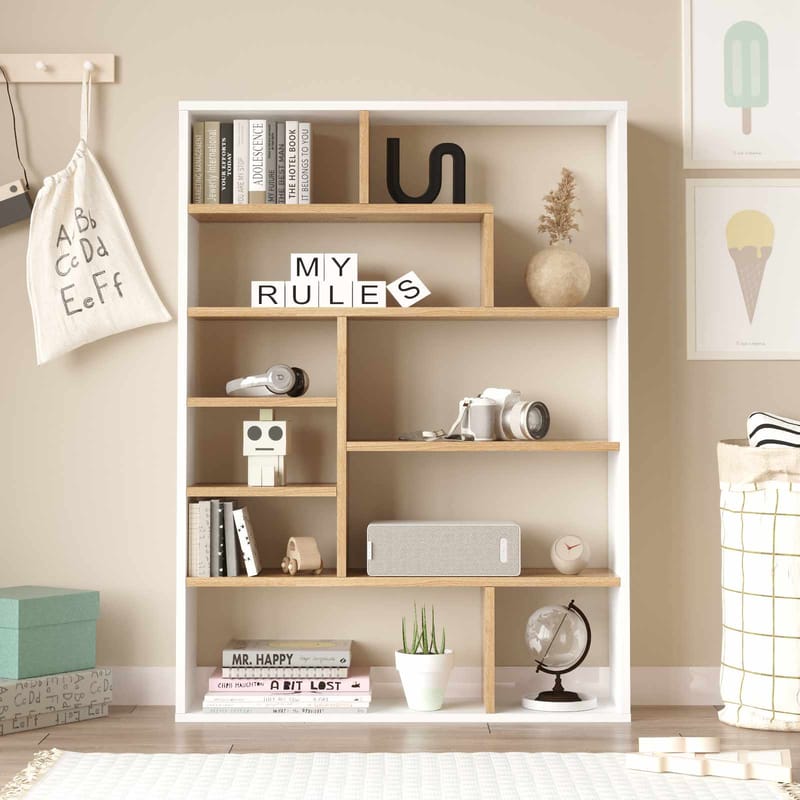 Bokhylle Skye Decor Cleo hylle (90 x 123,6 x 22 cm) Naturhvit - Naturlig og hvit - Oppbevaring - Hylle - Bokhylle