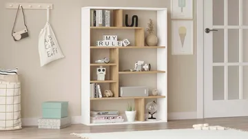 Bokhylle Skye Decor Cleo hylle (90 x 123,6 x 22 cm) Naturhvit - Naturlig og hvit - Oppbevaring - Hylle - Bokhylle