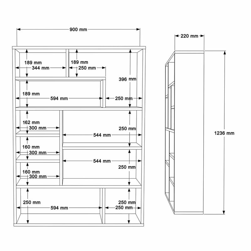 Bokhylle Skye Decor Cleo Shelf (90 x 123,6 x 22 cm) Hvit - Hvit - Oppbevaring - Hylle - Bokhylle