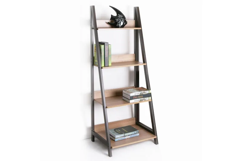 Step Bokhylle 48 cm i Tre med Metallramme - Lysebrun - Oppbevaring - Hylle - Bokhylle
