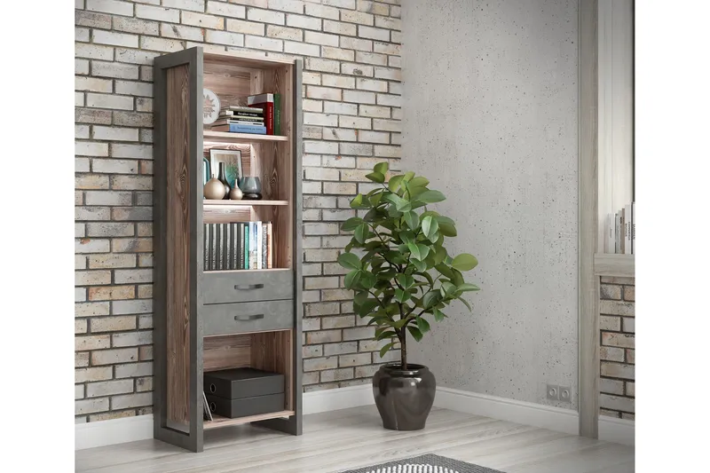 Strumica Bokhylle 43x68 cm - Brun/Grå - Oppbevaring - Hylle - Bokhylle