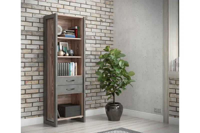 Strumica Bokhylle 43x68 cm - Brun/Grå - Oppbevaring - Hylle - Bokhylle