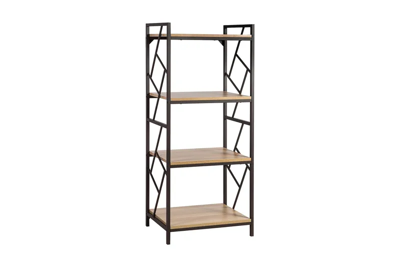 Study Bokhylle 60 cm i Tre med Metallramme, Lysebrun