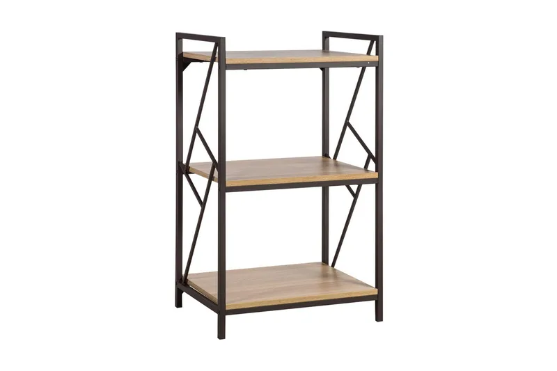 Study Bokhylle 60 cm i Tre med Metallramme, Lysebrun