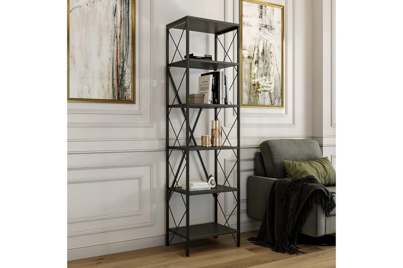 Bokhylle Suadiye Bokhylle 50 cm Antrasitt,Svart - Oppbevaring - Hylle - Bokhylle