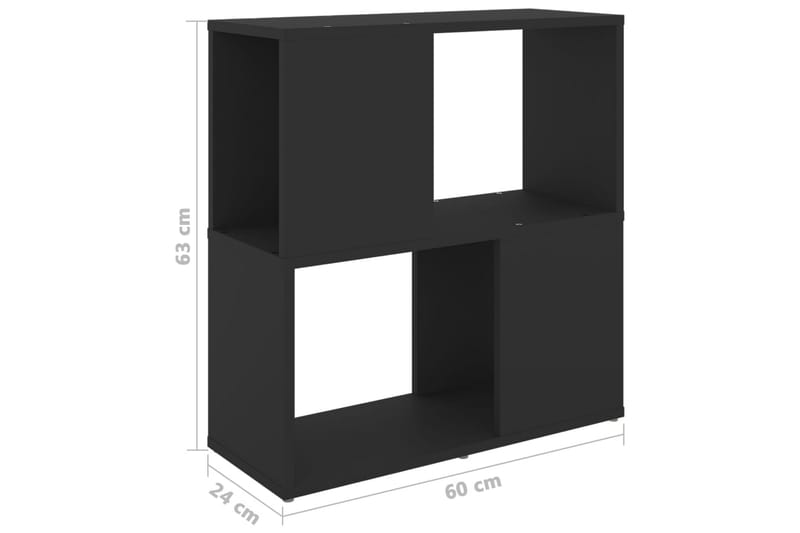Bokhylle svart 60x24x63 cm sponplate - Svart - Bokhylle