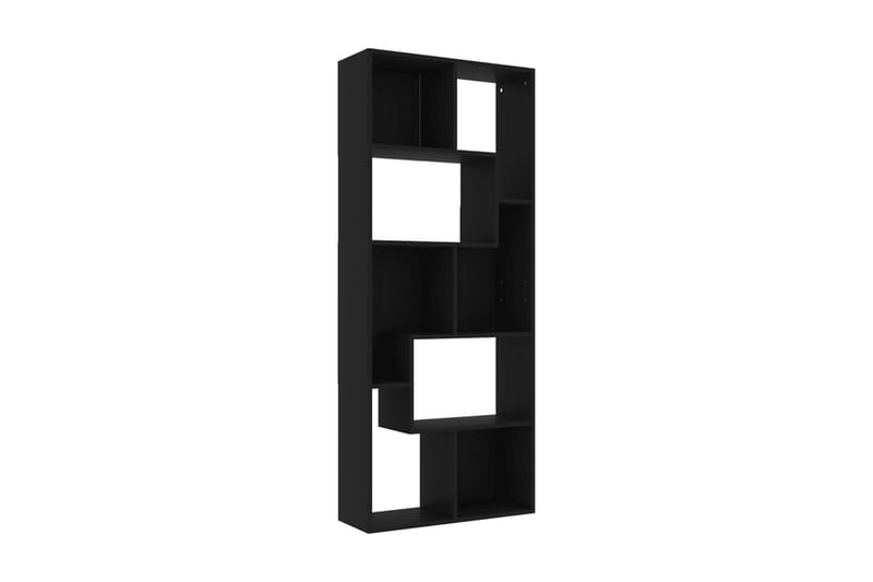 Bokhylle svart 67x24x161 cm sponplate - Bokhylle