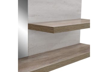 Talebi Vegghylle med Speil 25x213 cm - Brun / Hvit - Oppbevaring - Hylle - Vegghylle