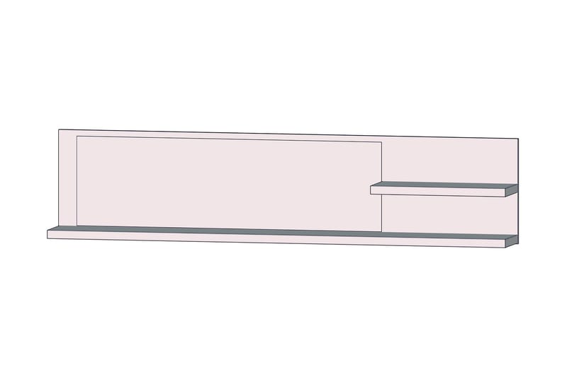 Talebi Vegghylle med Speil 25x213 cm - Brun / Hvit - Oppbevaring - Hylle - Vegghylle