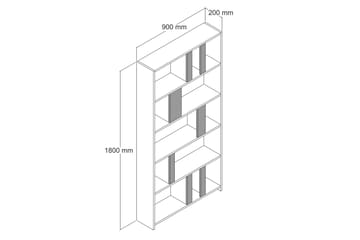 Timiza Bokhylle 90x20 cm 5 Hyller - Hvit / Antrasitt - Oppbevaring - Hylle - Bokhylle