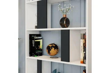 Timiza Bokhylle 90x20 cm 5 Hyller - Hvit / Antrasitt - Oppbevaring - Hylle - Bokhylle