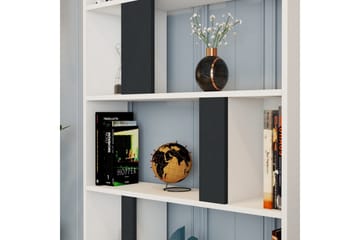 Timiza Bokhylle 90x20 cm 5 Hyller - Hvit / Antrasitt - Oppbevaring - Hylle - Bokhylle