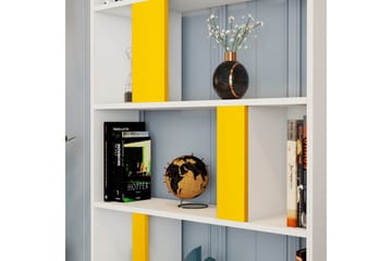 Timiza Bokhylle 90x20 cm 5 Hyller - Hvit/Gul - Oppbevaring - Hylle - Bokhylle