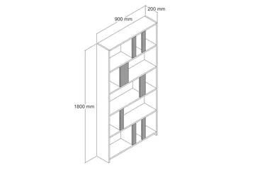 Timiza Bokhylle 90x20 cm 5 Hyller - Mørkebrun - Oppbevaring - Hylle - Bokhylle