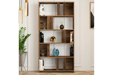 Timiza Bokhylle 90x20 cm 5 Hyller - Mørkebrun - Oppbevaring - Hylle - Bokhylle