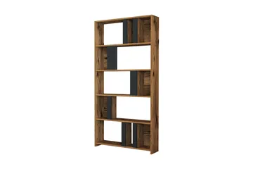 Timiza Bokhylle 90x20 cm 5 Hyller - Mørkebrun/Antrasitt - Oppbevaring - Hylle - Bokhylle