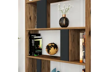 Timiza Bokhylle 90x20 cm 5 Hyller - Mørkebrun/Antrasitt - Oppbevaring - Hylle - Bokhylle