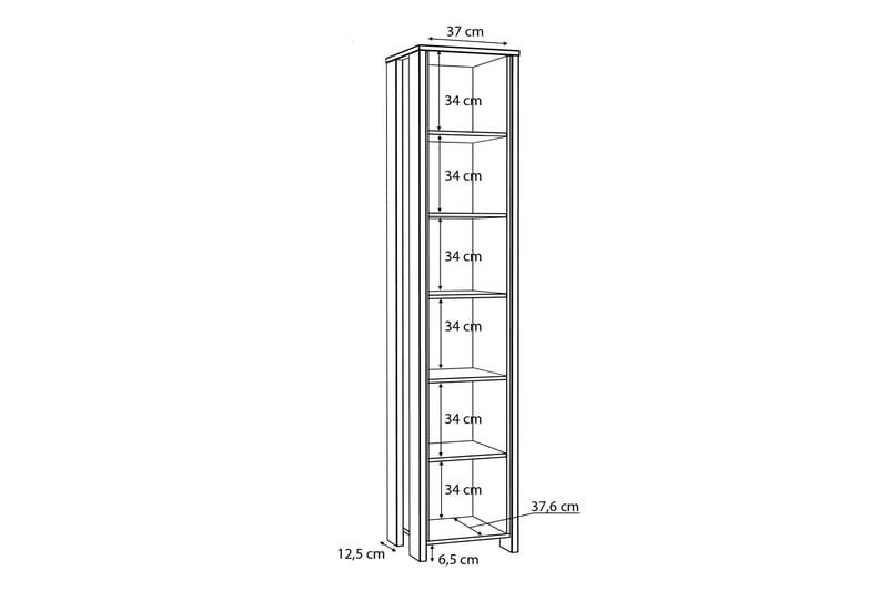 Torelles Bokhylle 41,6 cm i Mørkt Tre - Betonggrå - Oppbevaring - Hylle - Bokhylle