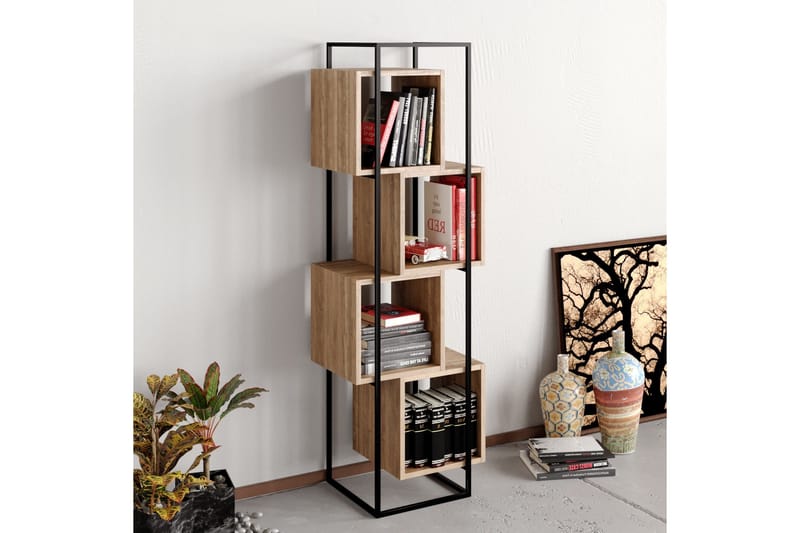 Tosches Bokhylle 52 cm - Valnøtt|Svart - Oppbevaring - Hylle - Bokhylle