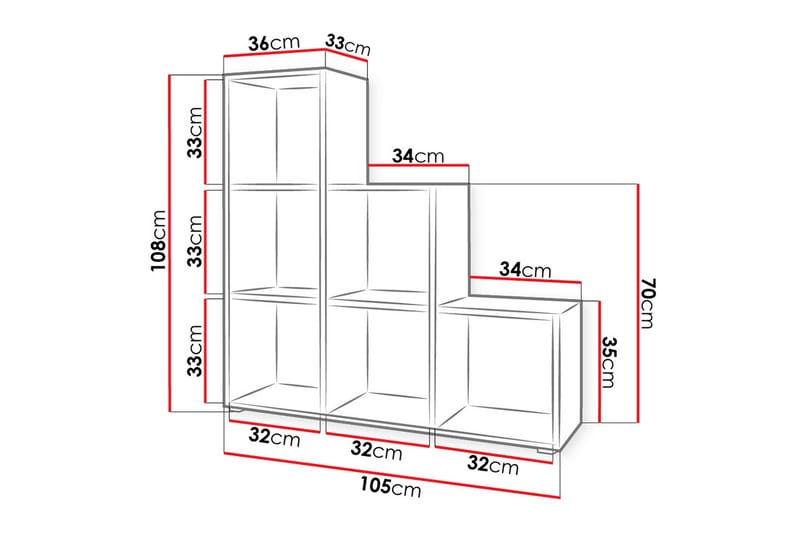 Trio Hylle 105x33x108 cm - Oppbevaring - Hylle - Bokhylle