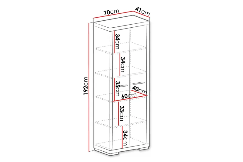 Vegas Bokhylle 70x40,5x192 cm - Oppbevaring - Hylle - Bokhylle