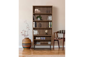 Vernavola Bokhylle 80x36 cm 3 Hyller - Mørkebrun/Svart - Oppbevaring - Hylle - Bokhylle