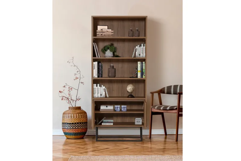 Vernavola Bokhylle 80x36 cm 3 Hyller - Mørkebrun/Svart - Oppbevaring - Hylle - Bokhylle