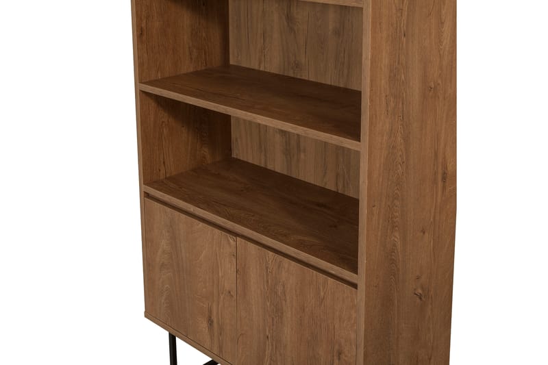 Vernavola Bokhylle 80x36 cm 3 Hyller - Mørkebrun/Svart - Oppbevaring - Hylle - Bokhylle