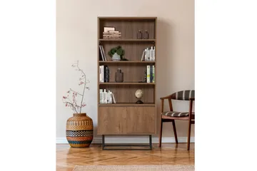 Vernavola Bokhylle 80x36 cm 3 Hyller - Mørkebrun/Svart - Oppbevaring - Hylle - Bokhylle