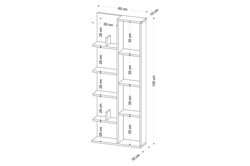 Viva Bokhylle 60x18 cm Hvit - Hanah Home - Oppbevaring - Hylle - Bokhylle