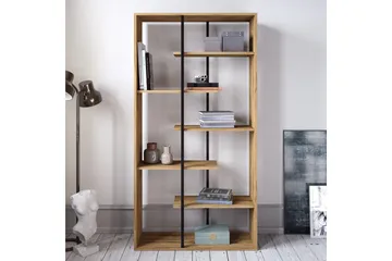 Zallar Bokhylle 90 cm - Valnøtt|Svart - Oppbevaring - Hylle - Bokhylle