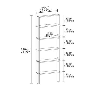 Branik Bokhylle 61x180x25 cm - Antrasitt og hvit - Oppbevaring - Hylle - Bokhylle