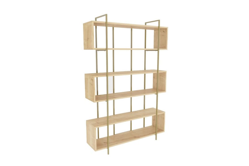 Bruti Bokhylle 120 cm i Eik, Brun|Gul