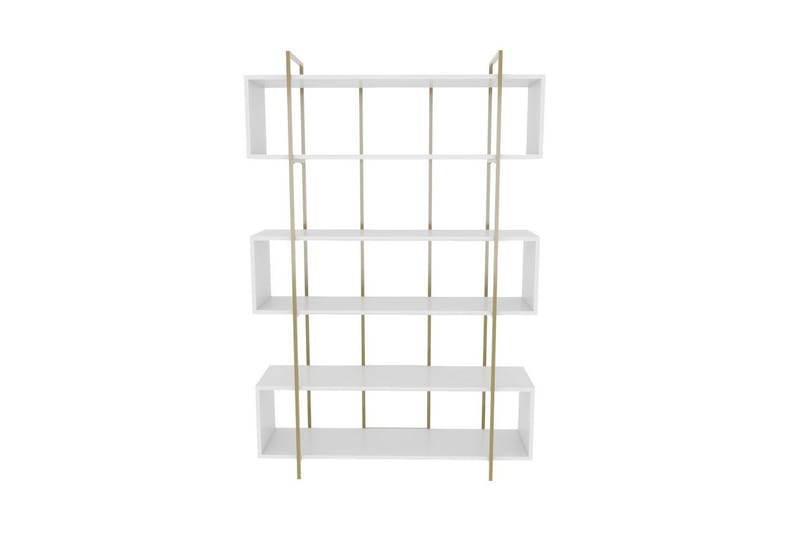 Bruti Bokhylle 120 cm i Malt Tre - Hvit|Gul - Oppbevaring - Hylle - Bokhylle
