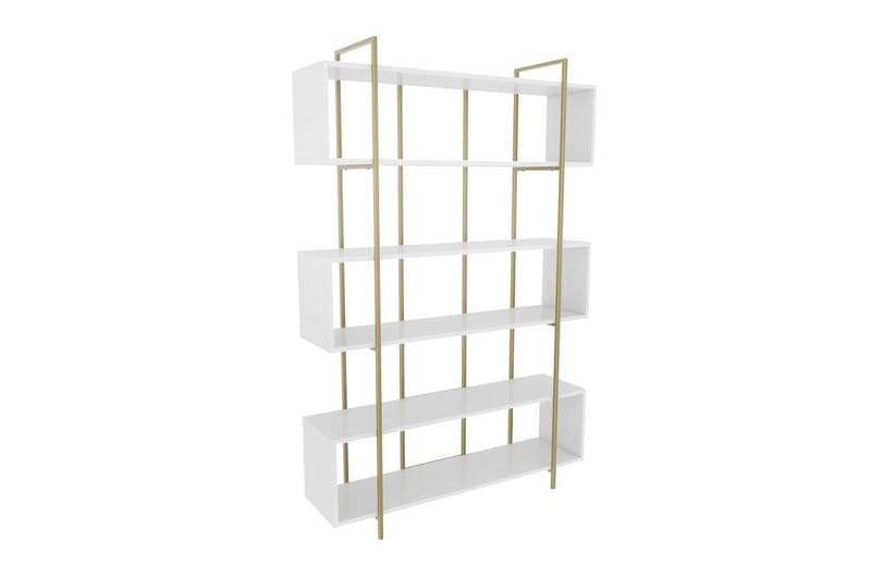 Bruti Bokhylle 120 cm i Malt Tre, Hvit|Gul