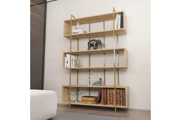 Bruti Bokhylle 120 cm - Lyse brun/Gull - Oppbevaring - Hylle - Bokhylle