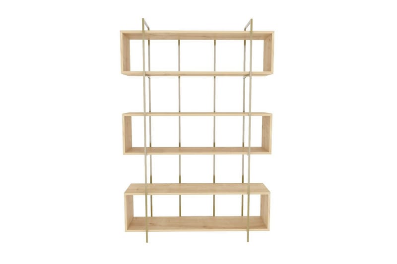Bruti Bokhylle 120 cm - Lyse brun/Gull - Oppbevaring - Hylle - Bokhylle